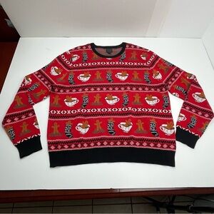 14th & Union Men's Holiday Sweater Gingerbread‎ Men Size 2XL Red Black Christmas